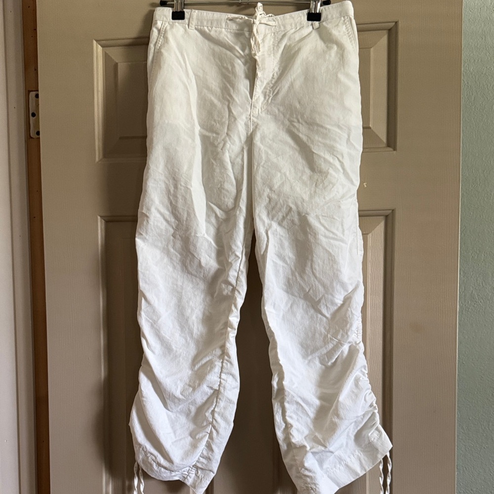 Zara White Cargo Drawstring Pants
